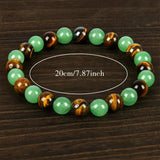 Wealth Crystal Bracelet Natural Tiger Eye Green Aventurine Stretch Bead Bracelet Healing Lucky Stone Jewelry