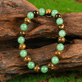 Wealth Crystal Bracelet Natural Tiger Eye Green Aventurine Stretch Bead Bracelet Healing Lucky Stone Jewelry