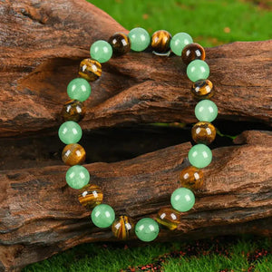 Wealth Crystal Bracelet Natural Tiger Eye Green Aventurine Stretch Bead Bracelet Healing Lucky Stone Jewelry