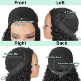 Wear and Go Burmese Curly Human Hair Wig 3 IN 1 Half Wigs With Drawstring Clip Ins Flip Over Glueless Deep Curly Half Head Wigs