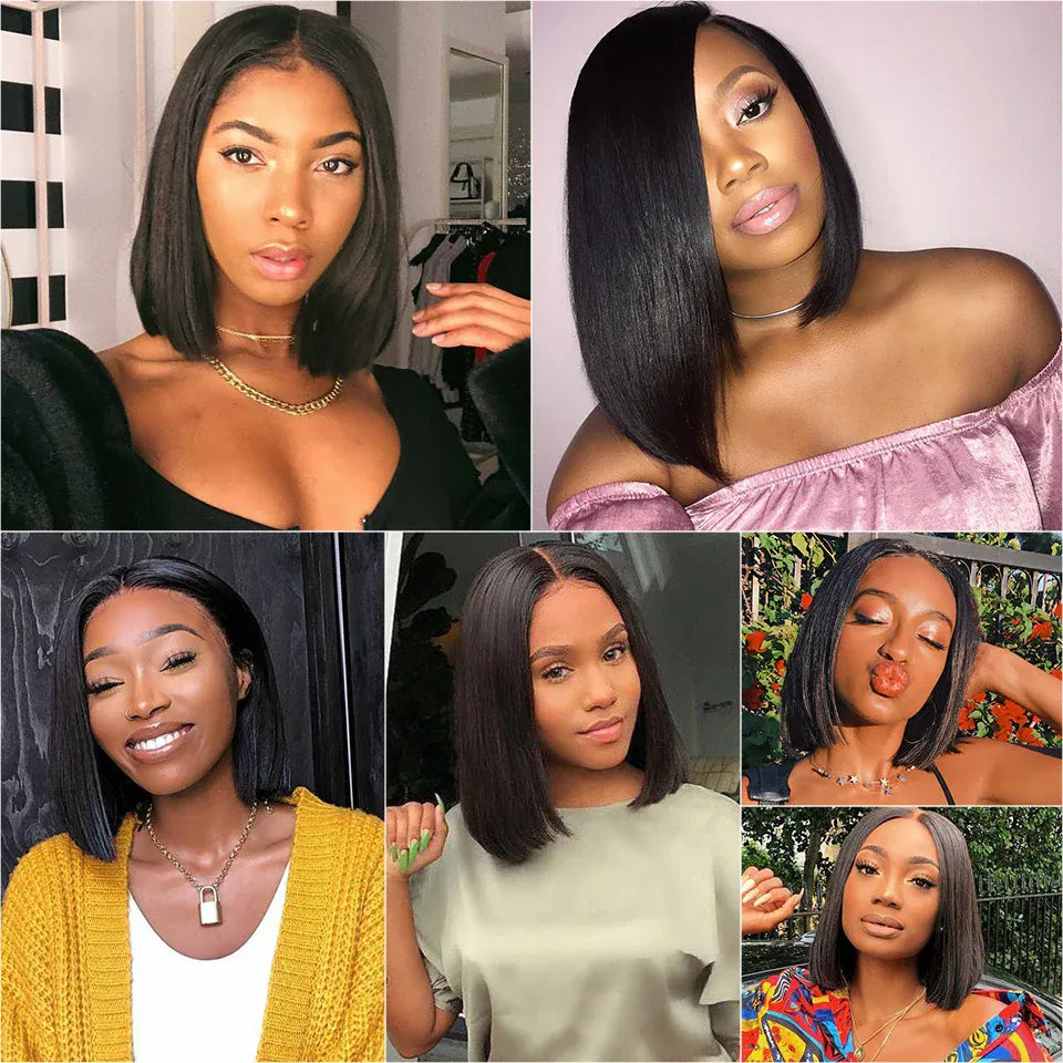 Wear And Go Glueless Straight Bob Wig Lace Front Human Hair Wigs For Women Peruvian Lace Frontal Wig Perruques Cheveux Humains