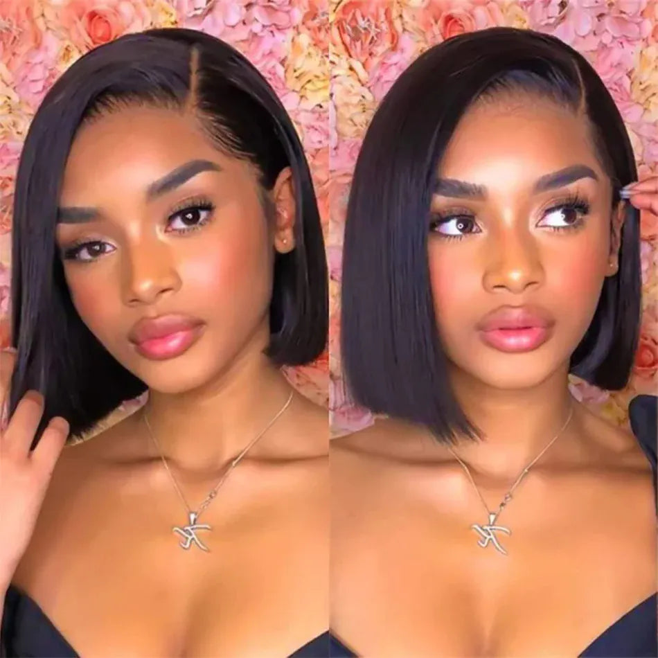 Wear And Go Glueless Straight Bob Wig Lace Front Human Hair Wigs For Women Peruvian Lace Frontal Wig Perruques Cheveux Humains
