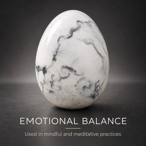White Howlite Crystal Egg Polished Meditation Stone for Calm, Balance & Reiki Healing