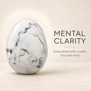 White Howlite Crystal Egg Polished Meditation Stone for Calm, Balance & Reiki Healing