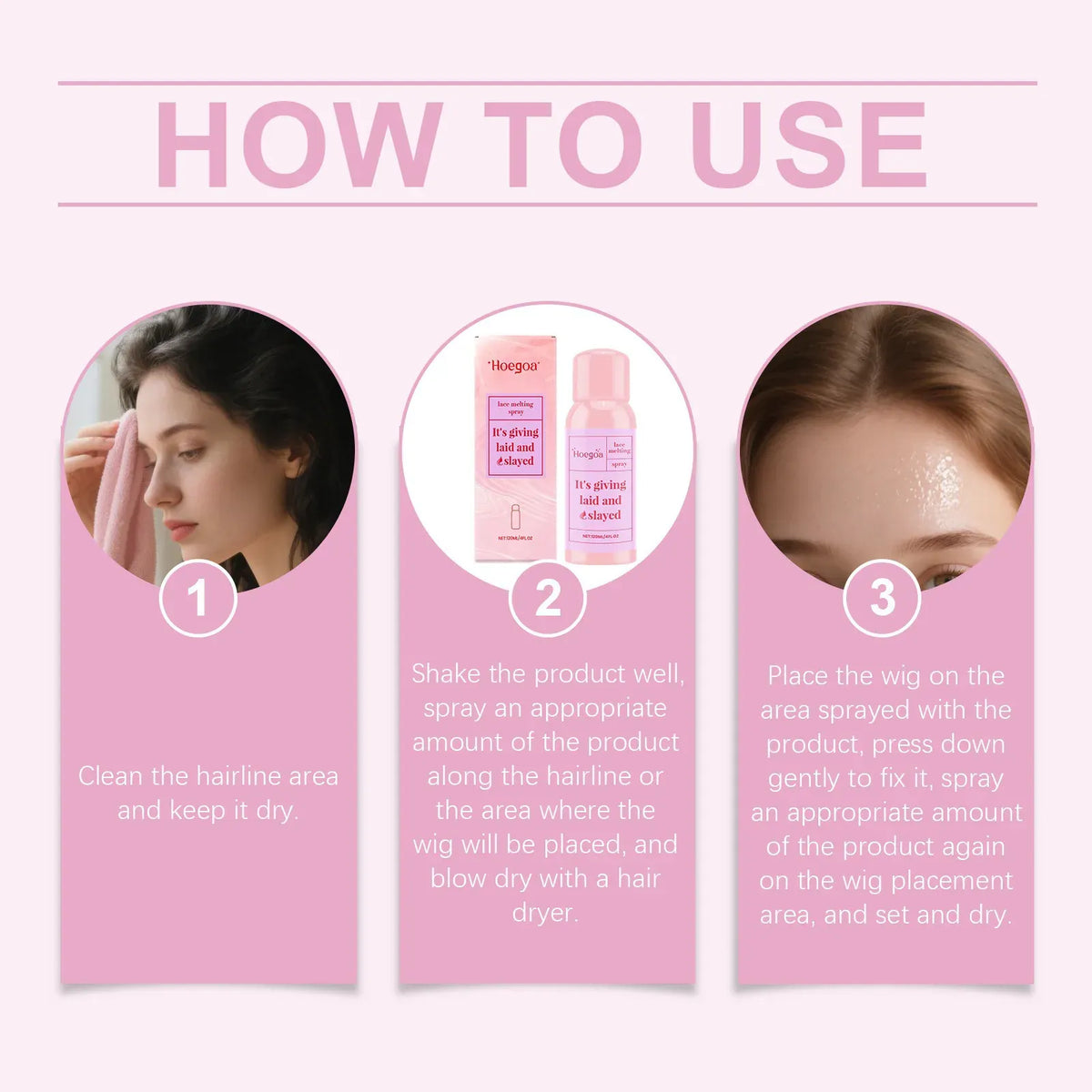 Wig Adhesive Spray Lace Front Melting Spray Waterproof Shaped Invisible Fit Lightweight Non-Residue Moisturizing Scalp Lace Glue