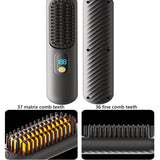 Wireless Straightening Brush Negative Ion Hair Straightener Portable Comb Dual Use Straight/Curly Hair USB Charging 3600mAh 36W