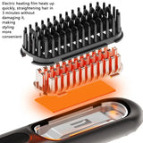 Wireless Straightening Brush Negative Ion Hair Straightener Portable Comb Dual Use Straight/Curly Hair USB Charging 3600mAh 36W
