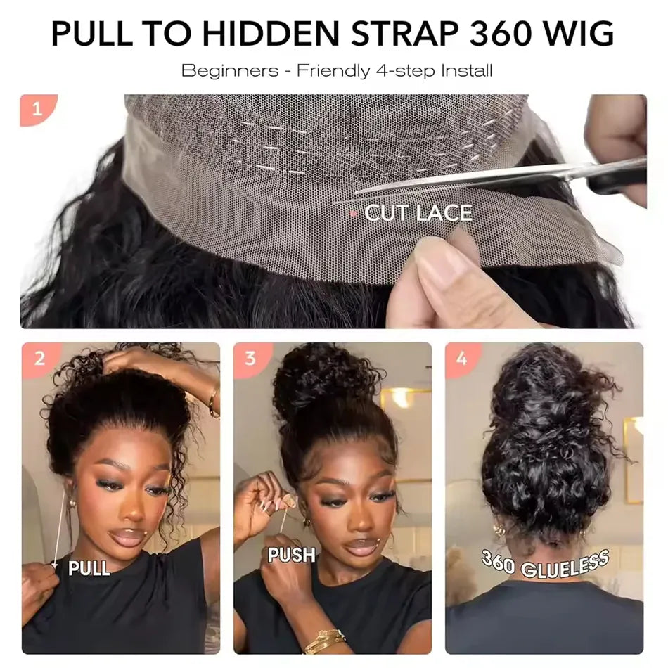 Women's 360 HD Lace Front Wig 250% Glueless Wig Water Wave Human Hair Deep Wave 13x4 13x6 Lace Frontal Wig Pre Plucked Hairline