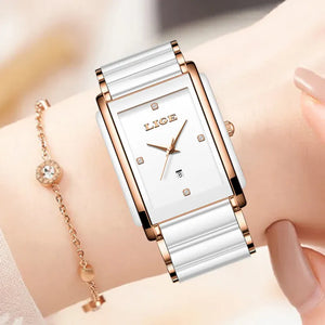 Women's Luxury Quartz Watch with Ceramic Strap Elegant Fashion Wristwatch