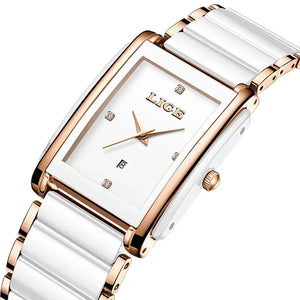 Women's Luxury Quartz Watch with Ceramic Strap Elegant Fashion Wristwatch