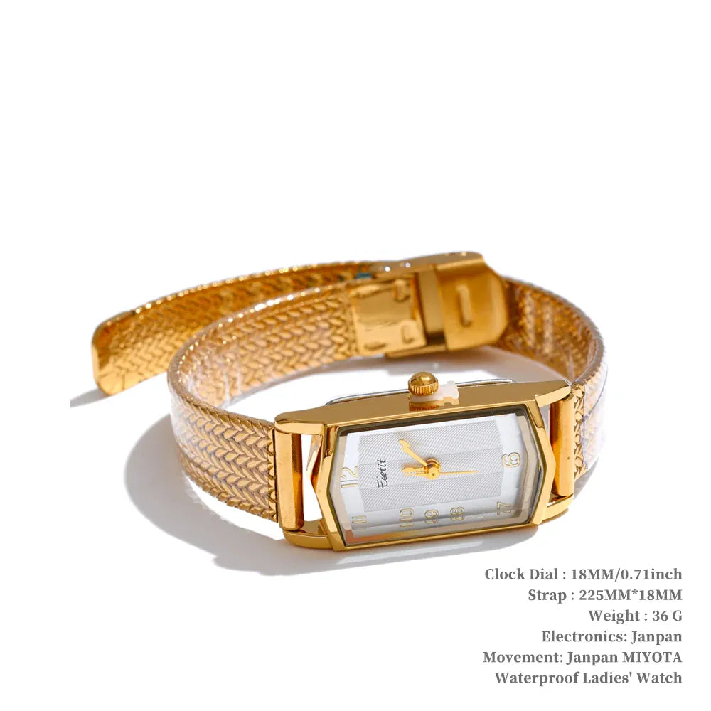 Yhpup Fashion Stainless Steel Lades' Watch with Japan Movement Waterproof Polished Shiny 18K Gold PVD Plated Jewelry Accessories