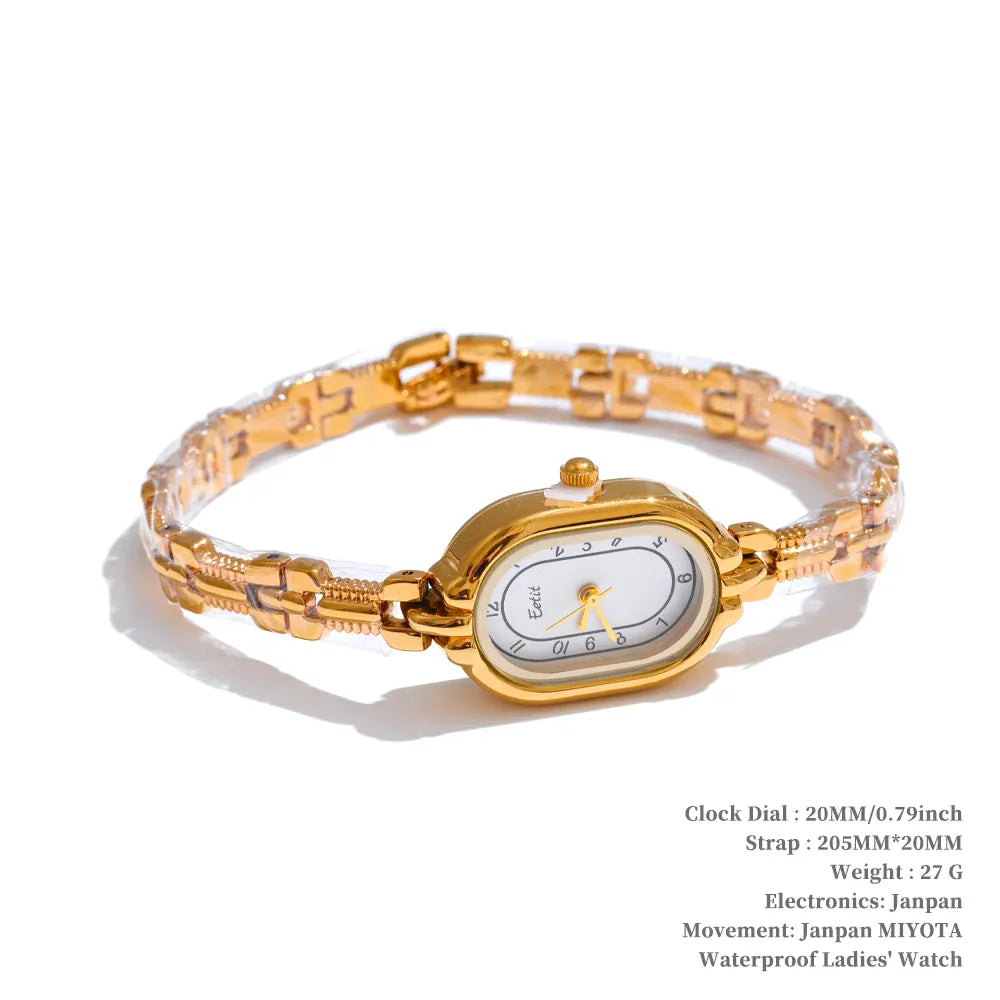 Yhpup Fashion Stainless Steel Lades' Watch with Japan Movement Waterproof Polished Shiny 18K Gold PVD Plated Jewelry Accessories