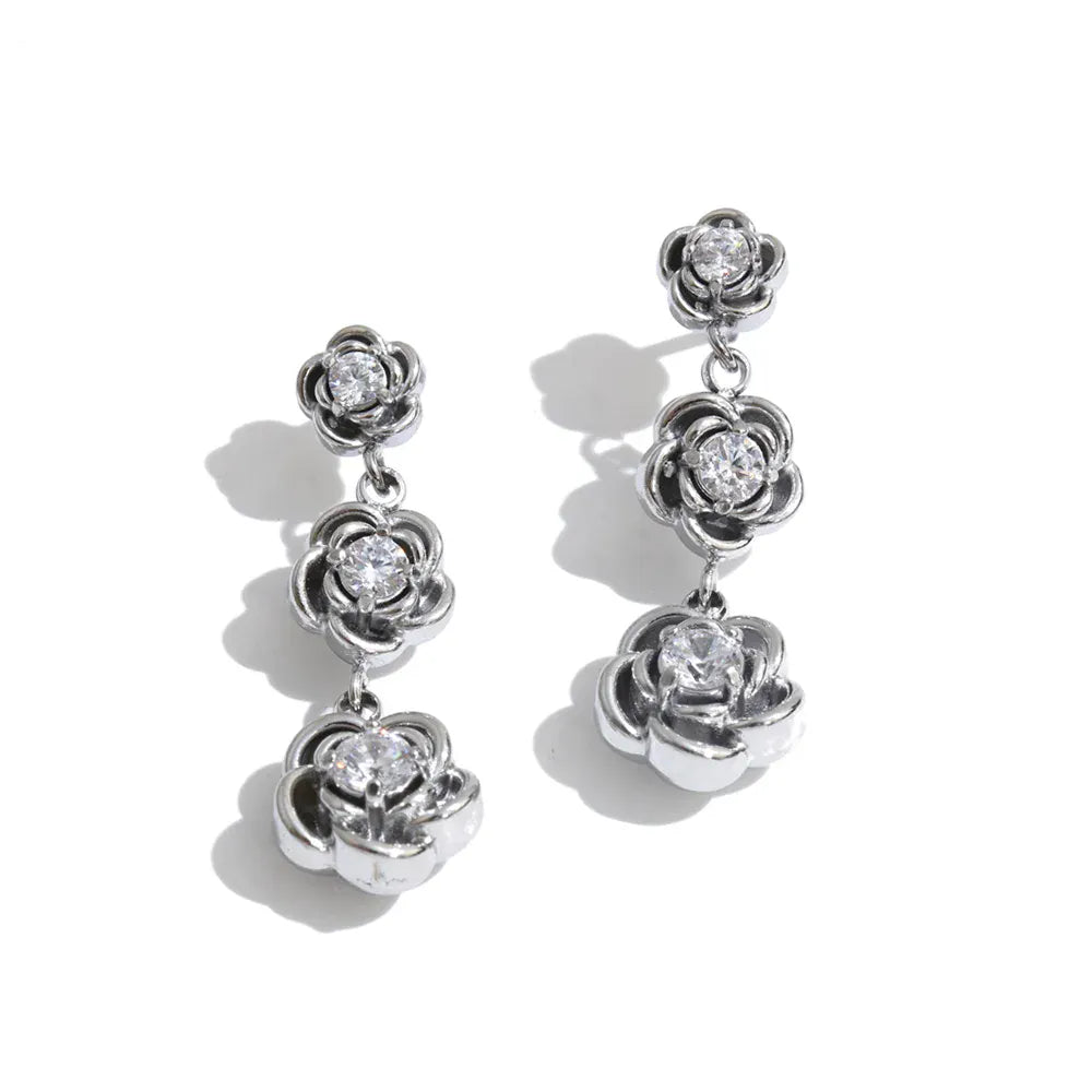 Yhpup Stainless Steel Zirconia Flower Drop Earrings Hot Style Popular Plant Exquisite Charming 2026 Jewelry