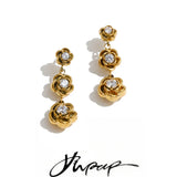Yhpup Stainless Steel Zirconia Flower Drop Earrings Hot Style Popular Plant Exquisite Charming 2026 Jewelry
