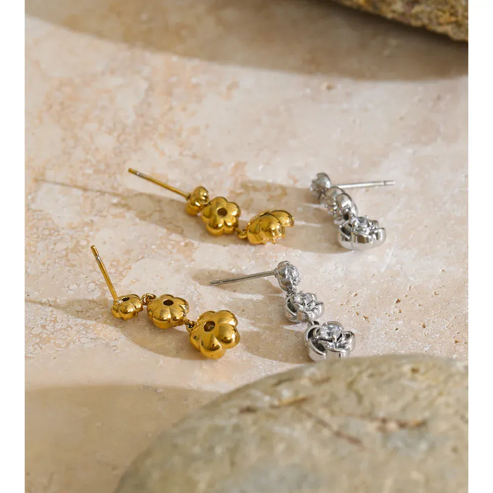 Yhpup Stainless Steel Zirconia Flower Drop Earrings Hot Style Popular Plant Exquisite Charming 2026 Jewelry
