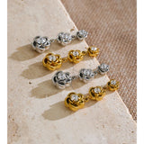Yhpup Stainless Steel Zirconia Flower Drop Earrings Hot Style Popular Plant Exquisite Charming 2026 Jewelry