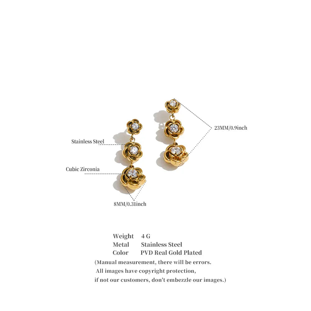Yhpup Stainless Steel Zirconia Flower Drop Earrings Hot Style Popular Plant Exquisite Charming 2026 Jewelry
