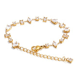 Yhpup Waterproof Gift Delicate Colorful Luxury Cubic Zirconia Chain Chic Bracelet Bangle Women Stainless Steel Wrist Jewelry
