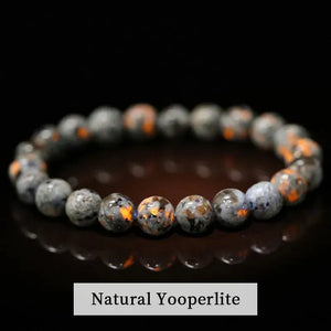Yooperlite Stone Bracelet, Natural Fluorescent Gemstone Stretch Bead Bracelet for Women and Men